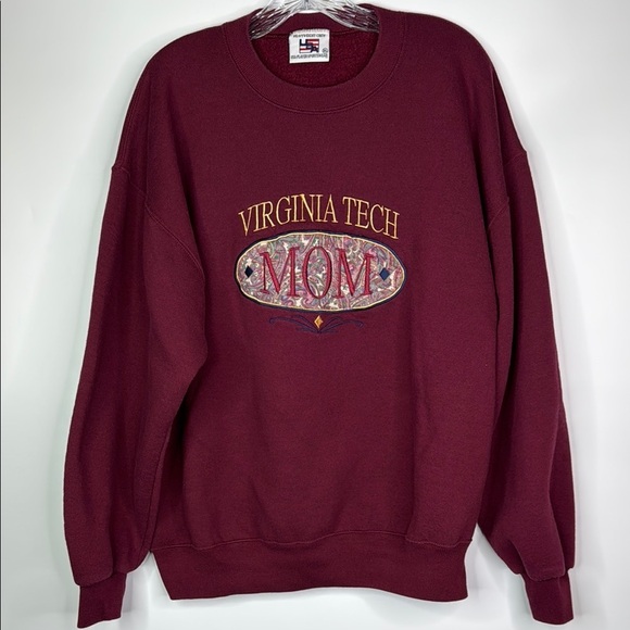 Vintage Virginia Tech Mom Burgundy Crewneck Sweatshirt Size XL - Picture 1 of 8
